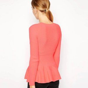 Ted Baker London Peplum Pink Sweater Size 2